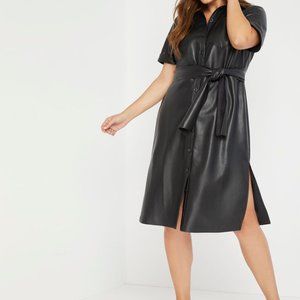 Eloquii Faux Leather Trench Dress